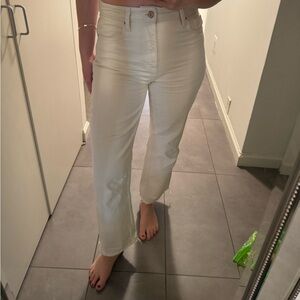 Zara Women's Straight Leg Cream Jeans